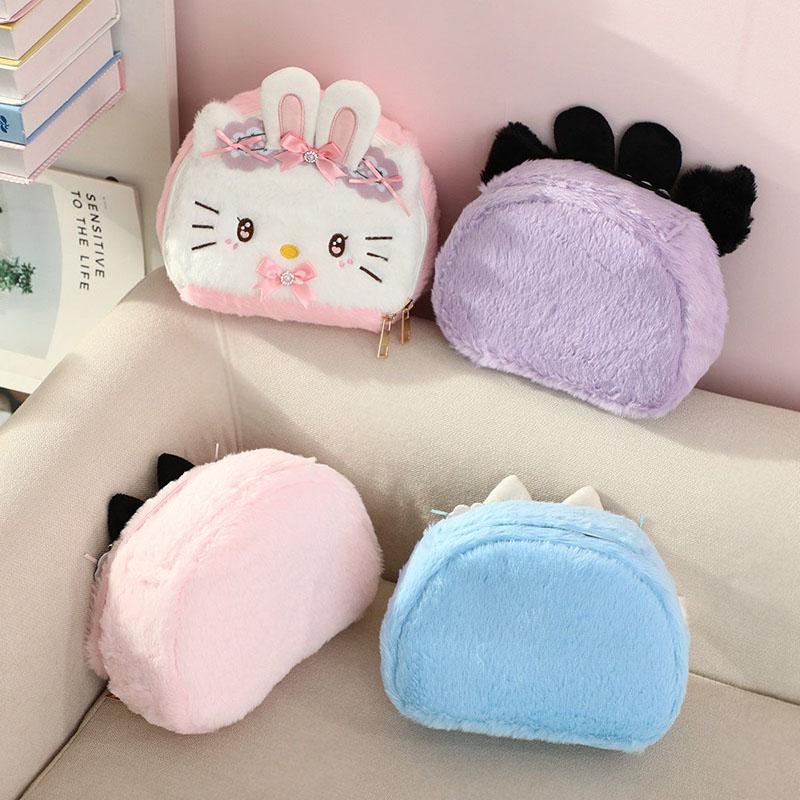 Милая Плюшевая Сумка Sanrio Куроми Синнаморолл Моя Мелоди Хелло Китти Косметичка Органайзер для Туалетных Принадлежностей Портативная Сумка для Путешествий