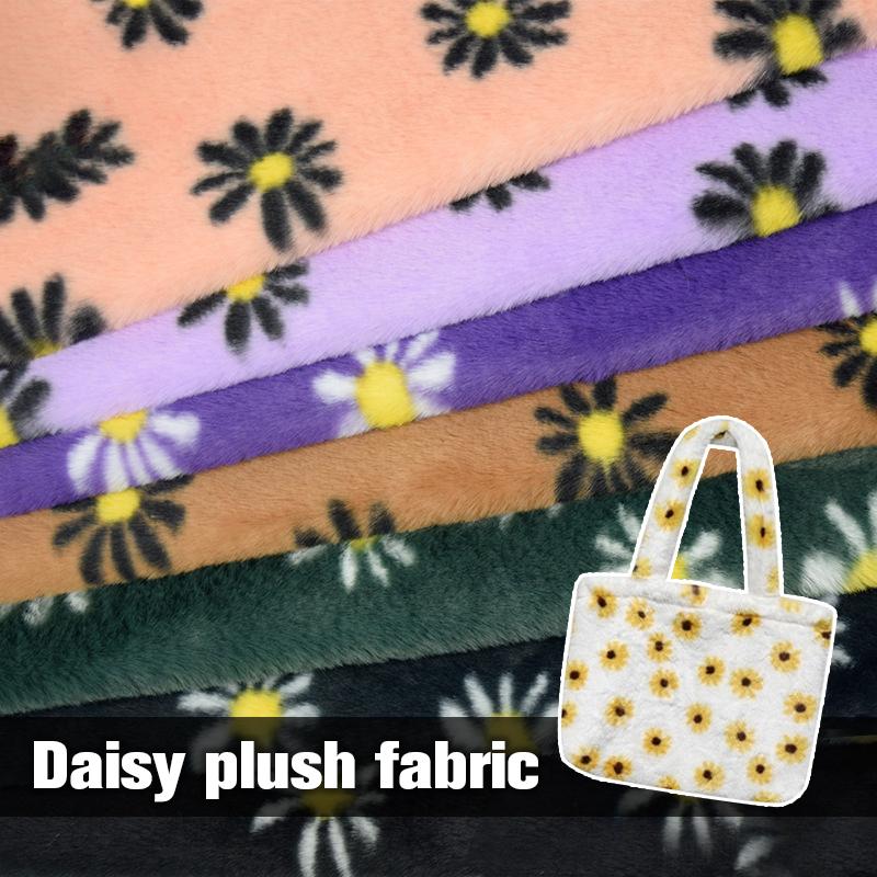 1 Yards Classic Daisy Pattern Velvet Plush Fabric Warm Long Faux Fur Fabric Diy Sewing Bag Shoes Carpet Cushion Hat Coat