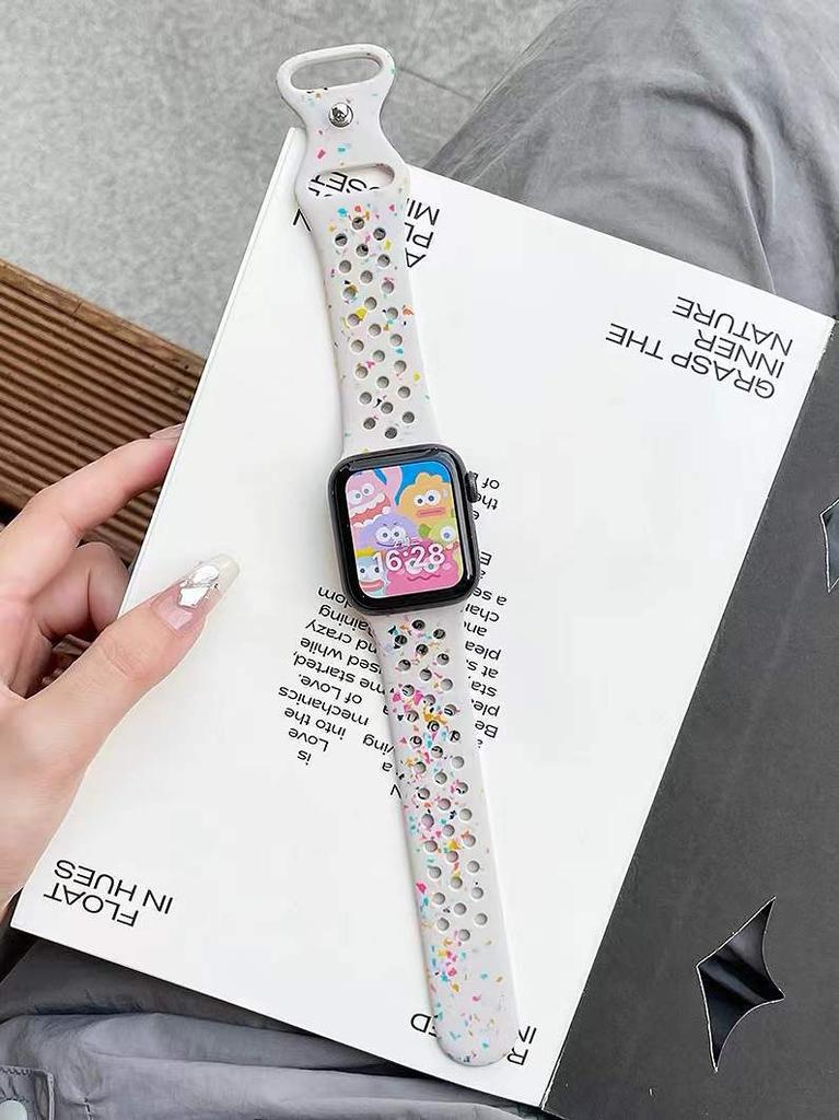 Applicable to applewatch8 Apple iwatch9 watch with s10 color dot hole silicone s7654SE breathable