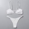 Женский комплект купальников из 2 шт./компл., однотонный купальник на тонких бретельках с открытой спиной и высокой талией, мягкий быстросохнущий женский купальный костюм, комплект бикини