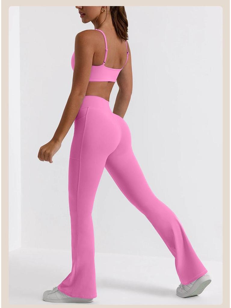 Комплект сексуального нижнего белья Cross-Border: Спортивный бюстгальтер-комбинезон и штаны для йоги с высокой талией