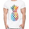 Men's New Colorful Watercolor Space Pineapple Printed T-shirt Summer Cool Design Tops Soft Short Sleeve Tee