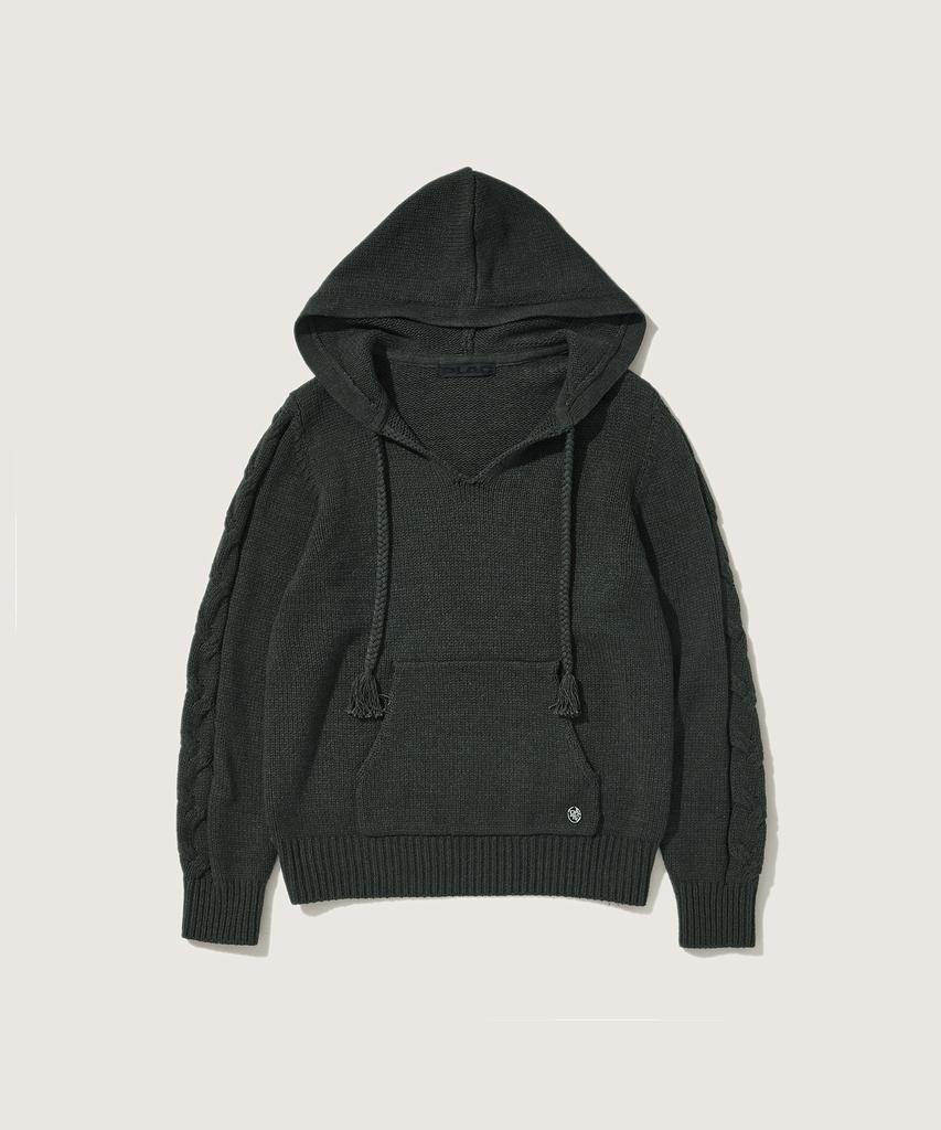 PLAC WOMEN V-Neck Hooded Knit Charcoal
