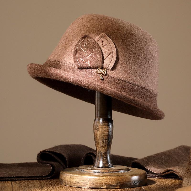 Шерстяная рыбацкая шляпа, женская осенне-зимняя теплая модная шляпа-цилиндр с темпераментом, шляпа-тазик для мамы