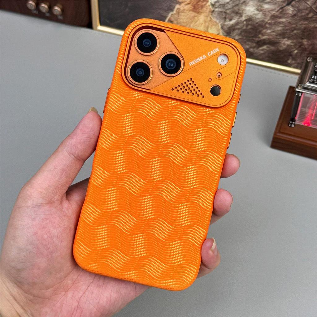 Магнитный чехол из кожи с волнообразным узором для iPhone 17 Pro Max и Защитный кожаный чехол для iPhone 16/15
