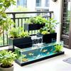 Acrylic and Metal Flowing Water Fish Tank with Flower Box and Circulation System
