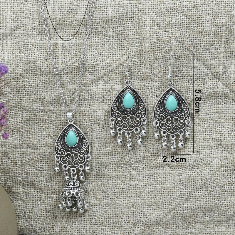 GemChic Женское новое классическое этническое ожерелье из сплава с полым колокольчиком и кисточкой, комплект из двух предметов, ювелирные изделия в подарок на день рождения, Рождество
