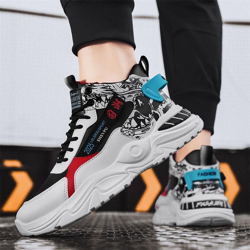 Мужская обувь 2024 новая осень молодежная спортивная обувь трендовая универсальная повседневная обувь для папы высокие кроссовки на платформе для бега