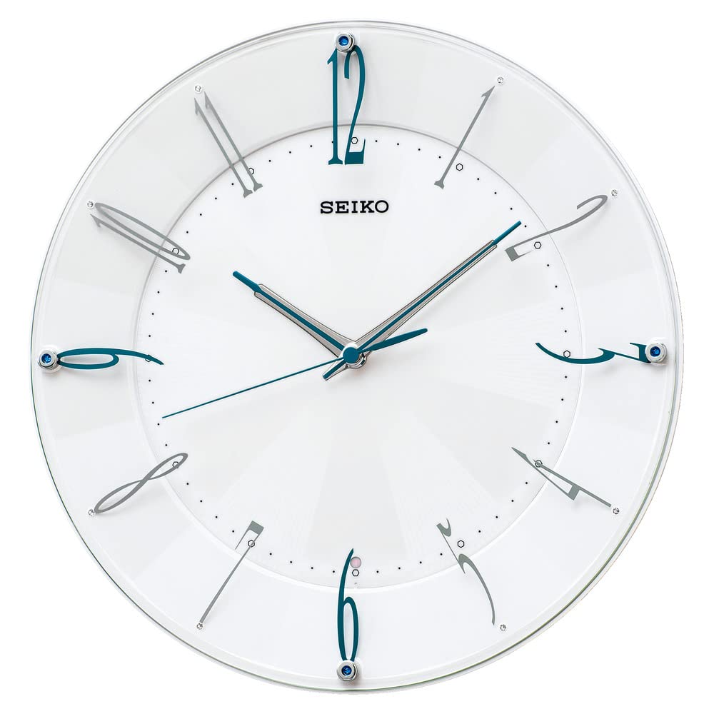 Seiko Часы настенные аналоговые диаметр x см KX214W, Радиоуправляемые часы, Белые, Перламутровые, 32.7 4.6