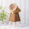 Портативный пластиковый и деревянный горшок для растений, простой в использовании, плетеный стиль, реалистичные цветочные горшки для различных условий