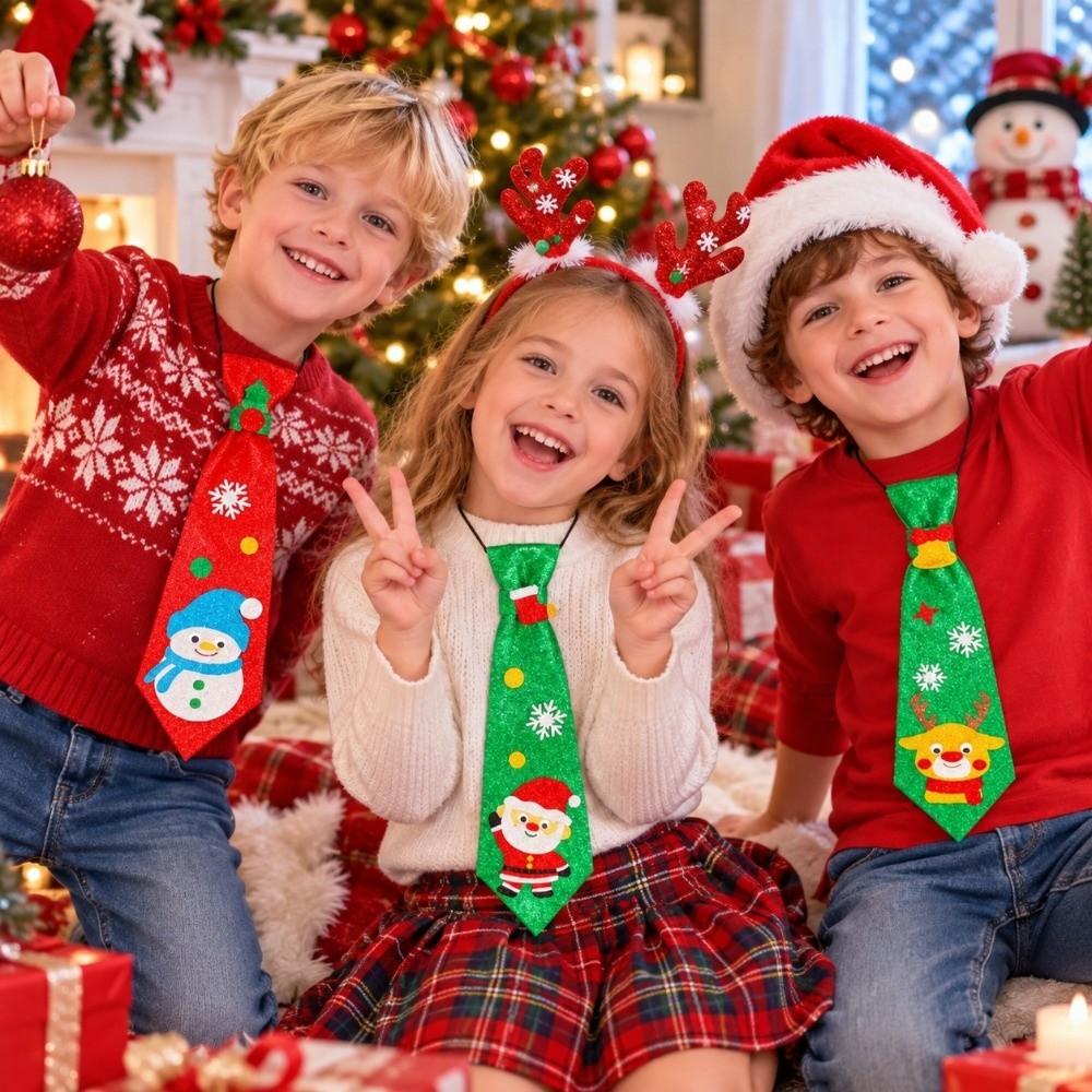 Felt Christmas Ties Material Kit Creative Christmas Tree Tie DIY Holiday Tie Boys Girls