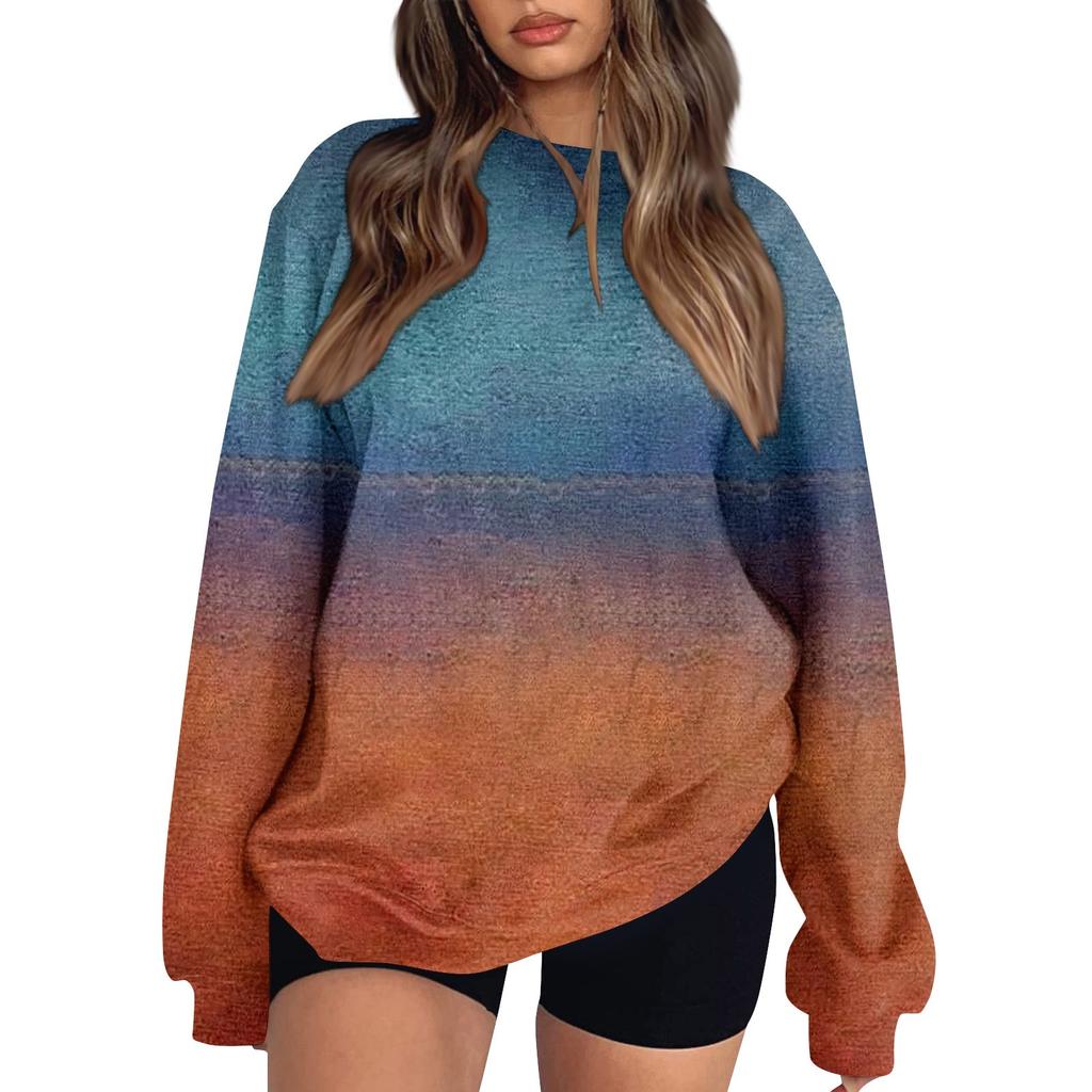 Женские топы Женский свитшот с длинным рукавом Повседневный с круглым вырезом Свободного кроя Пуловер Флисовые топы