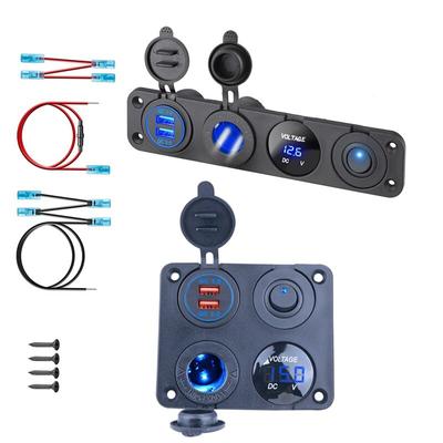4 в 1 Панель Dual QC 3,0 USB Автомобильное зарядное устройство Вольтметр Разъем питания для автомобиля Морская лодка RV Грузовик