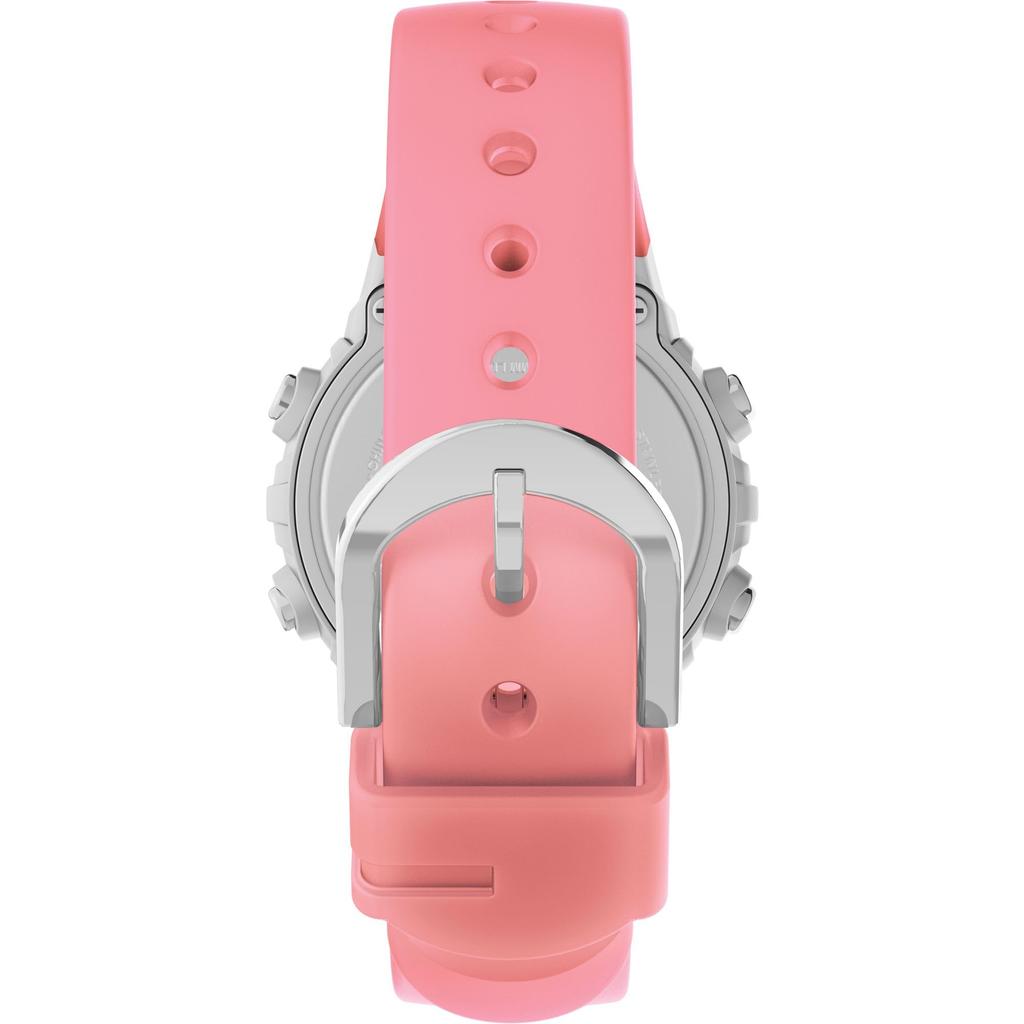 Часы Timex Uni Digital 33 мм — розовый ремешок, цифровой циферблат, серебристый корпус, розовый/серебристый оттенок/цифровой.
