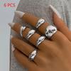 1Set Vintage Metal Rings For Women Men Gift Personalized Punk Hip Hop Irregular Exaggerated Knuckle Joint Rings