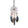 Mini Dream Catcher Natural Beaded Feathers Hanging Ornaments for Car Home Bedroom Window Decoration