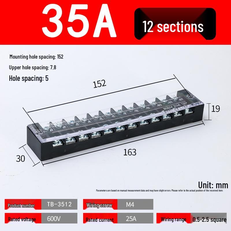 TB High Current Wire Connectors: 15-45A Terminal Blocks with 3-12 Positions