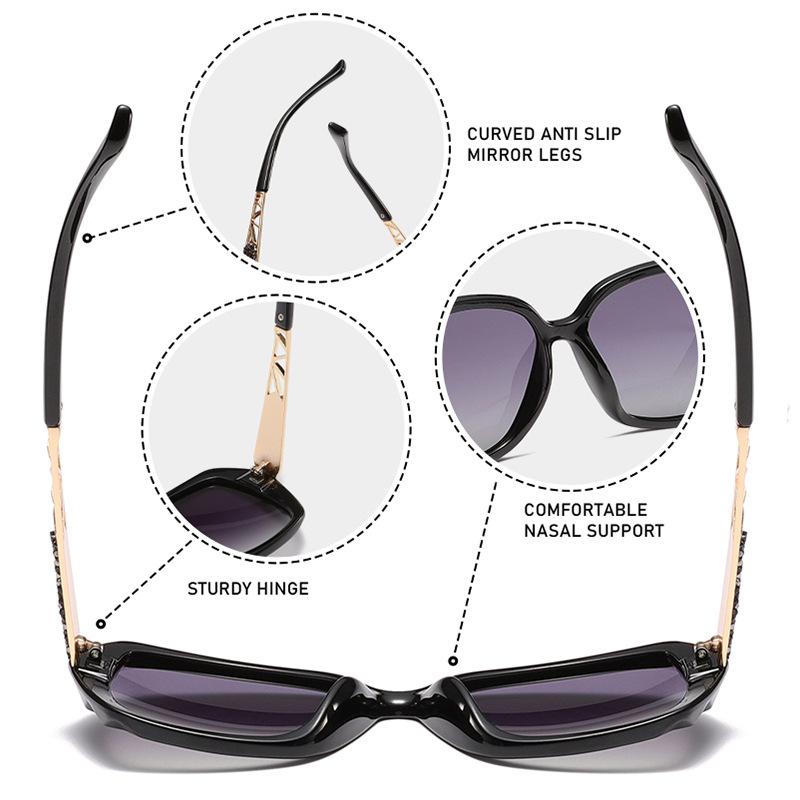Oversized Polarized Square Sunglasses with Diamond Cut Edge for UV Protection - European & American Style