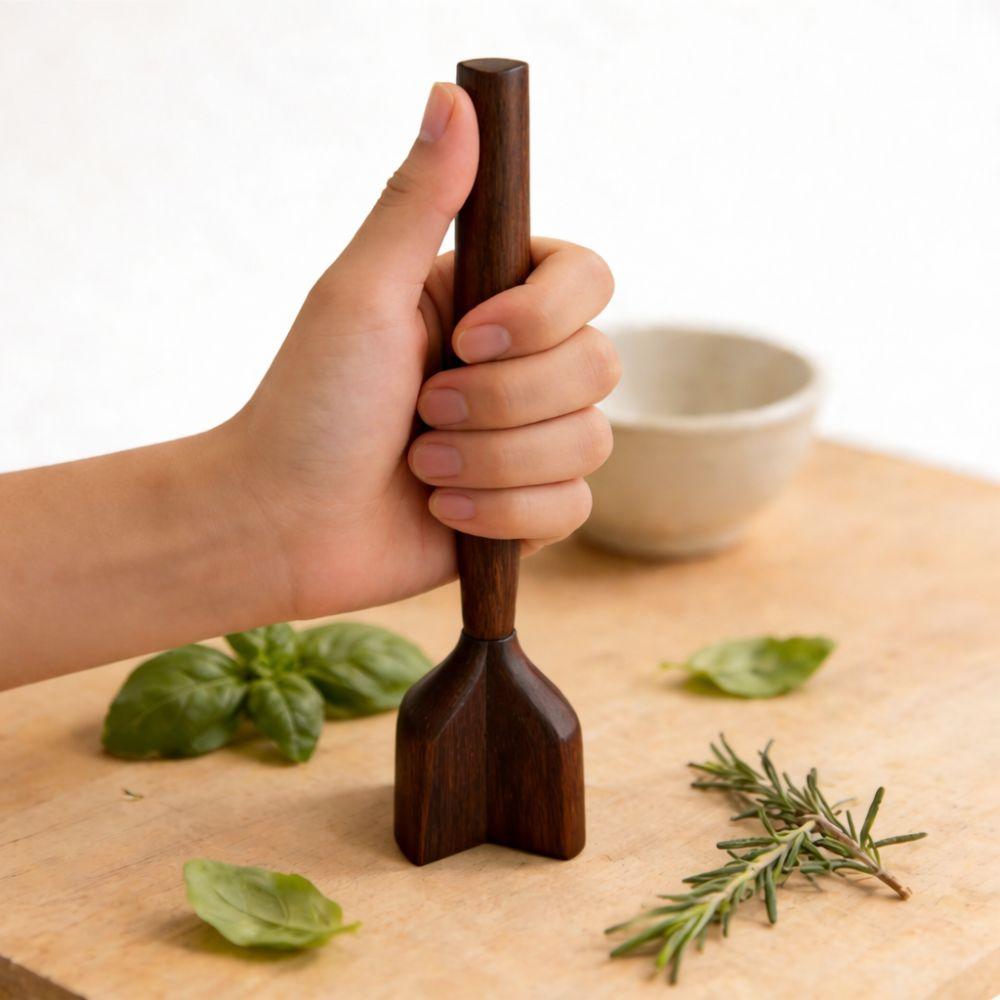 Heat-Resistant Meat Masher Chopper Teak Wood Hamburger Smasher Tool Kitchen Supplies