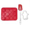 [Q3215] - Set of 12 Red 'Merry Christmas' Silicone Molds (+spatula + Cookie Cutters)