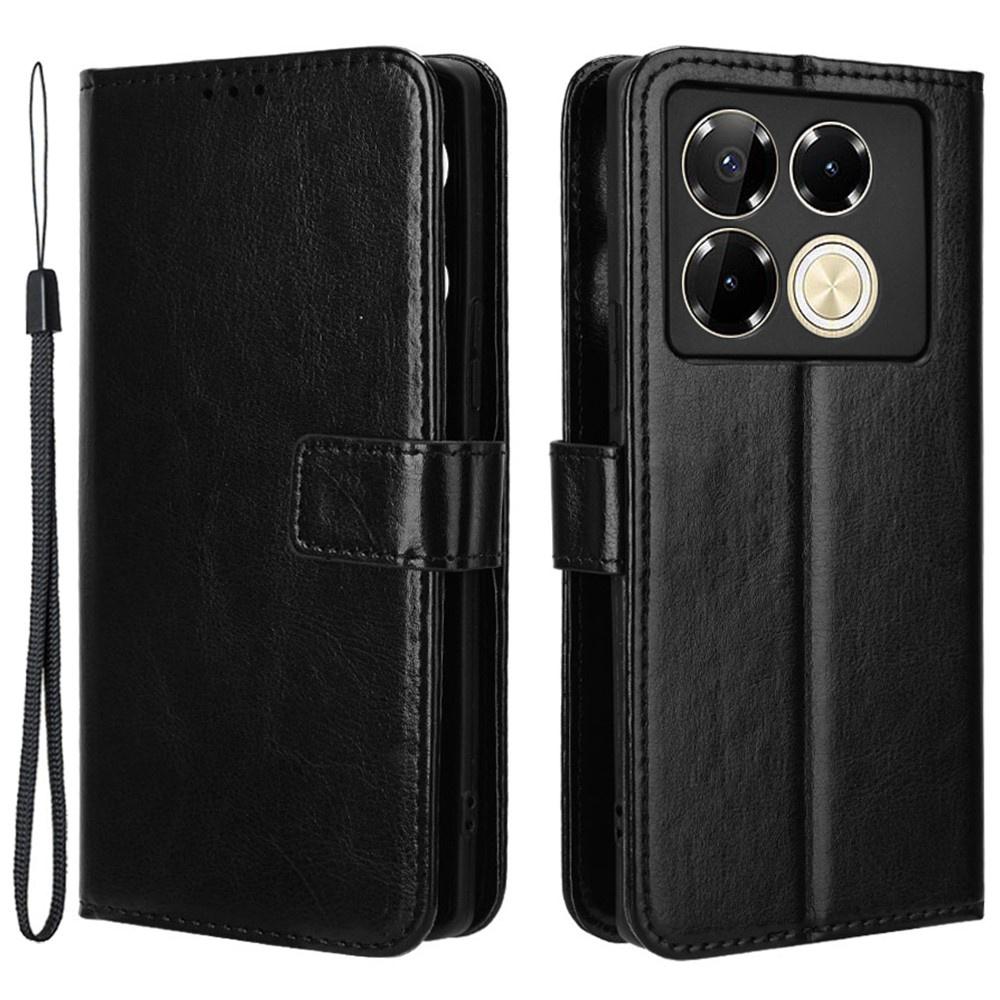 Crazy Horse Wallet Flip Case for Infinix Note 40 Pro Plus, Black