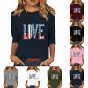 Women's Print Round Neck Top With Three Quarter Sleeves T-Shirt Three Quarter Sleeves T-Shirt