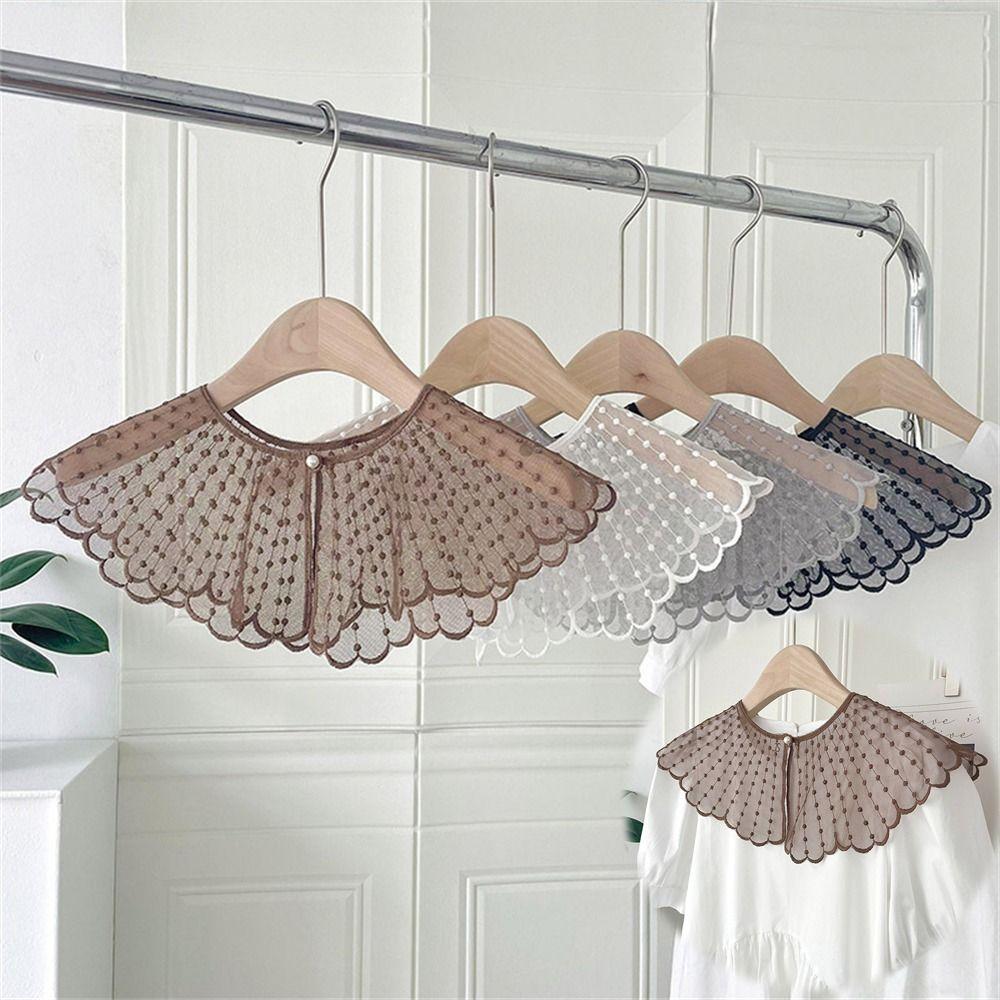 Pearls Fake Collar Embroidered Lace Shawl Casual Detachable Collar Shirt