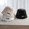 Autumn and Winter Plush Hat Women's Lamb Velvet Letter Fisherman Hat Showing Face Small Korean All Match Thickened Warm Bucket Hat