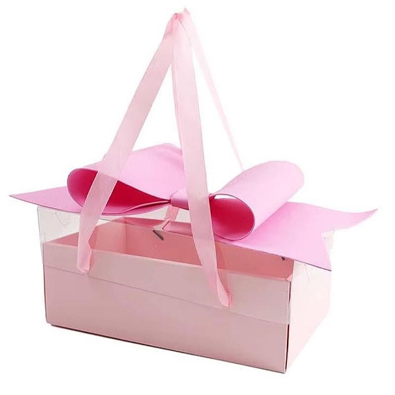 1 шт. Нежный мешок для конфет, ПВХ, коробка для упаковки торта, складная, с бантом для Дня святого Валентина, выпускного, дня рождения, 3 цвета