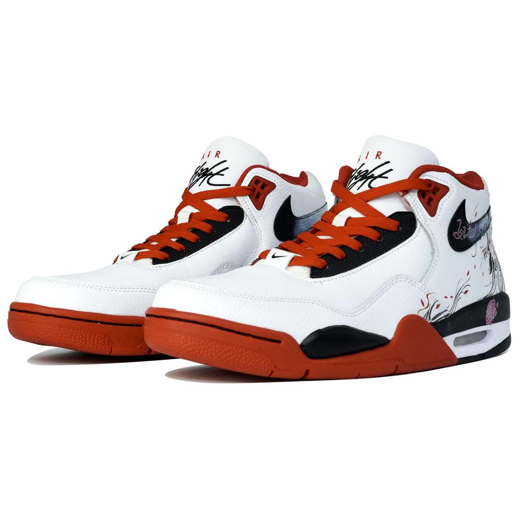 Nike Flight Legacy Даджи, Чародейка Тысячи Цветов Высокие Винтажные Баскетбольные Кроссовки Унисекс Красный Черный Белый BQ4212-100(Команда113-)
