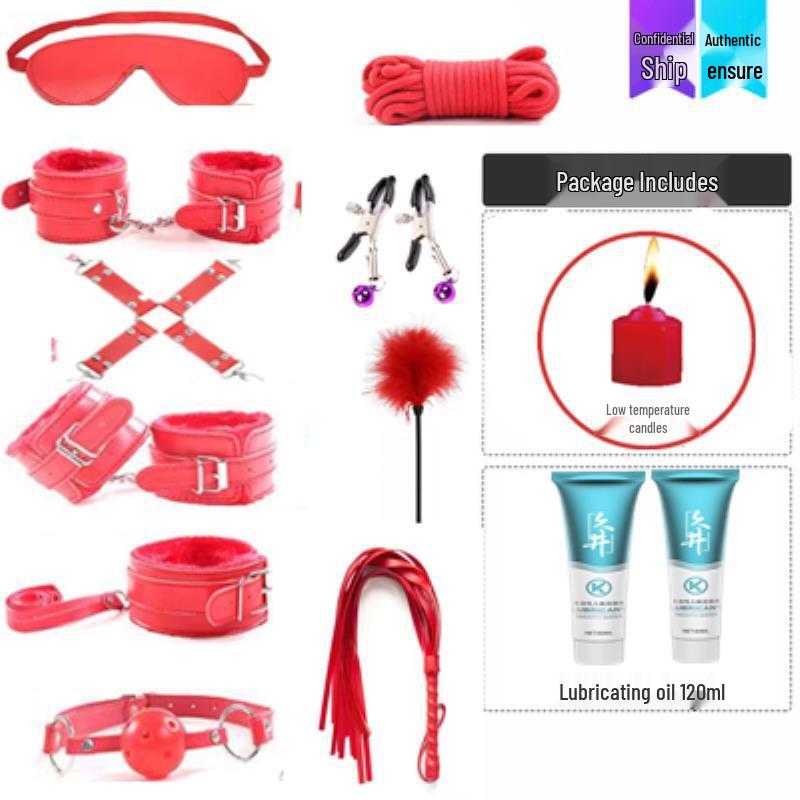 Кокетливый бондажный набор: Кожаные наручники, кнут, ошейник и зажимы для сосков