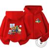 Children's Mario Zipper Hoodie with Retro Game Print, Suitable for Outdoor Casual Style, Comfortable and Affordable Street Wear