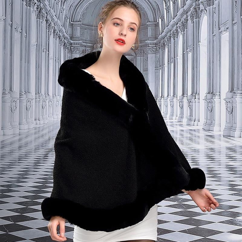 8 цветов, модная бархатная накидка с большим маятником, уличная одежда из искусственного кроличьего меха, накидка с воротником, зимняя толстая теплая женская пончо, шаль, пальто