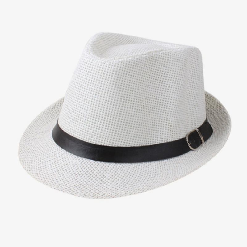 Fashion Straw Hat Men Women Summer Trendy Beach Sun Hats Solid Color Fedoras Ribbon Casual Cowboy Jazz Cap Gangster Cap Male