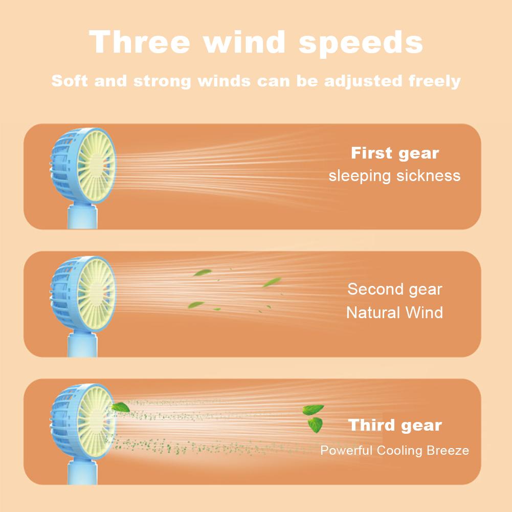 - Mini Portable Fan USB Rechargeable 500mAh Low Noise Hand Fan (Blue Yellow)