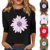 Женская мода повседневный принтованный топ с семью рукавами и круглым вырезом