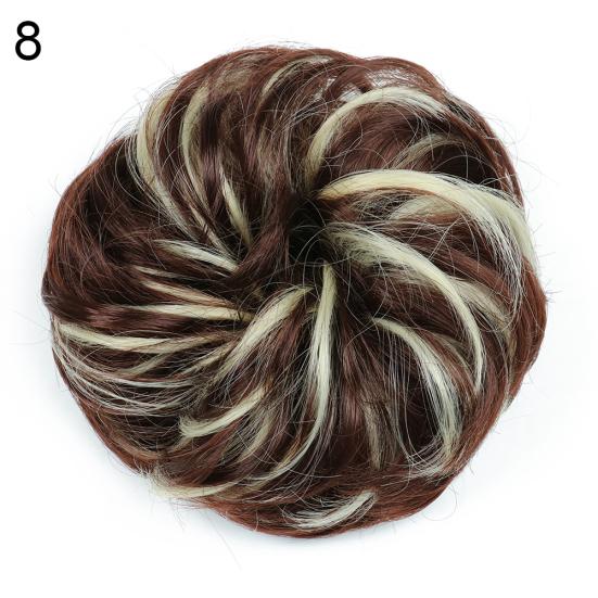 Вьющийся беспорядочный шиньон с резинкой, синтетические волосы для наращивания, черный, коричневый, пончик, булочка для волос, высокотемпературные волокна, шиньоны