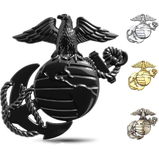 U.S.Marine Corps Car Emblem – 3D Eagle Globe Anchor Metal Decal, 3.3"x3.1" Weatherproof Military Sticker, Universal Fit for Cars, Trucks, Gifts for