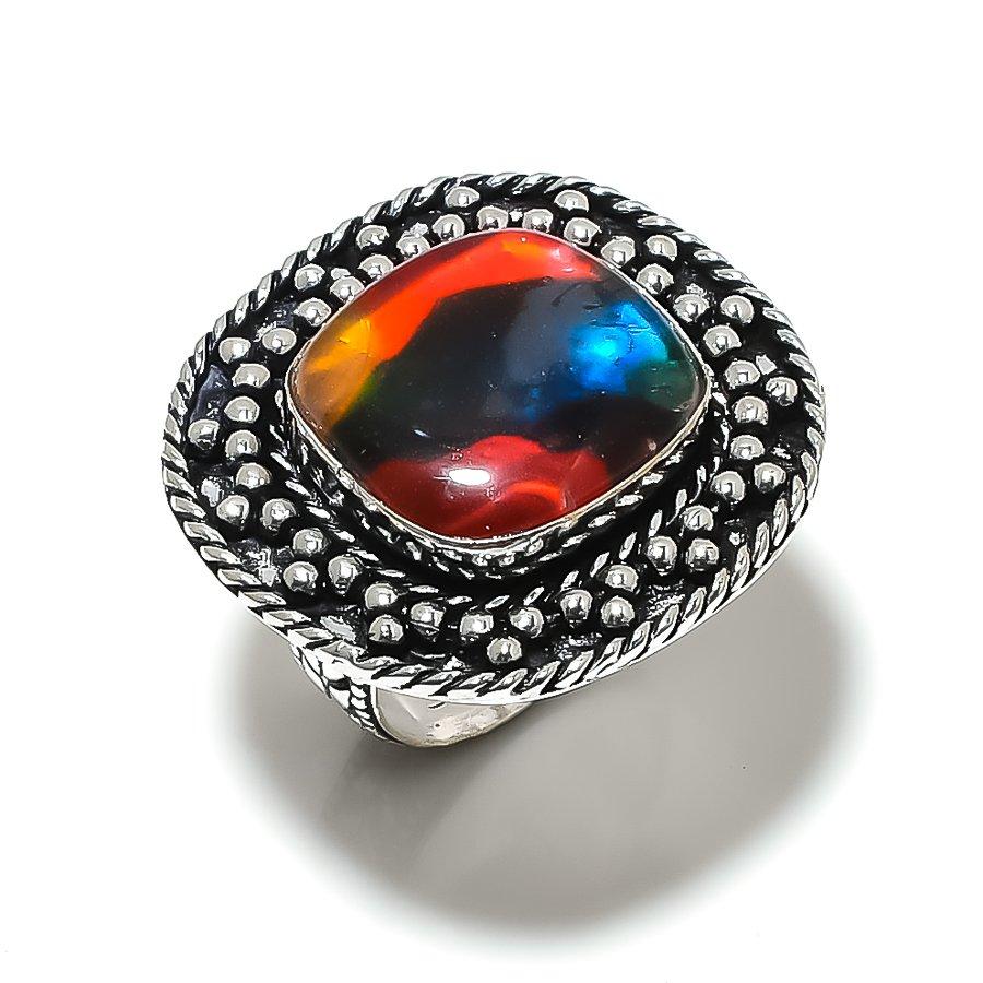 Dicorich Glass Handmade 925 Sterling Silver Jewelry Ring Size 9 C6G79