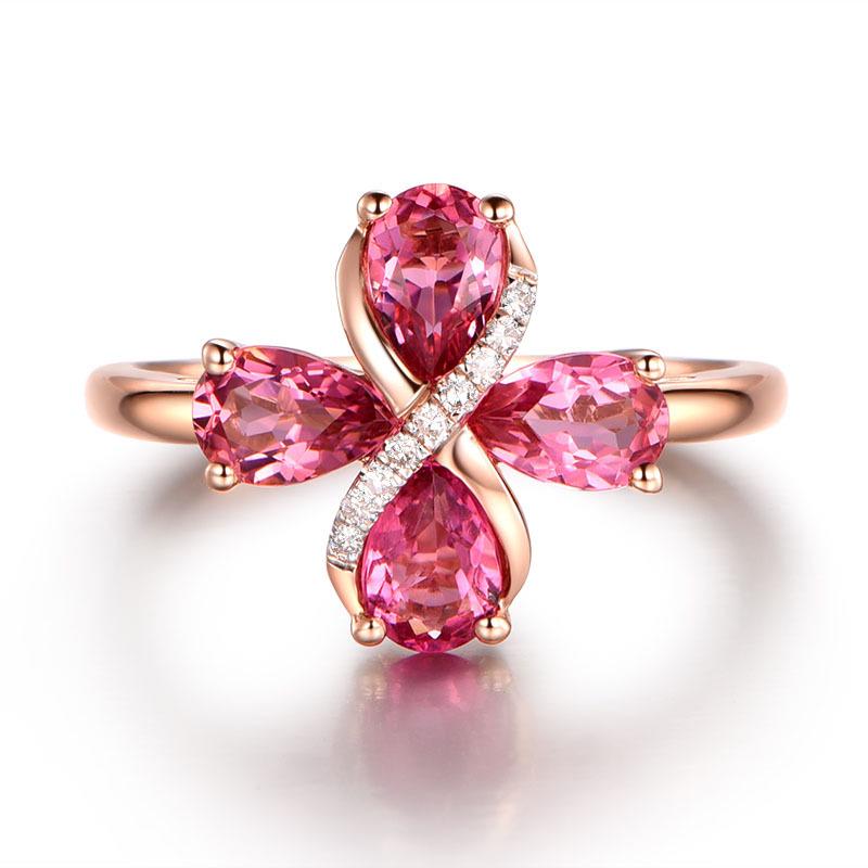 Серебряное кольцо с рубином в форме капли воды для женщин — японский и корейский стиль, серебряные украшения с покрытием из розового золота.