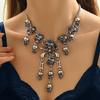 Ретро Европейское и Американское Хэллоуин Многослойное Ожерелье с Кисточкой в виде Черепа для Женщин