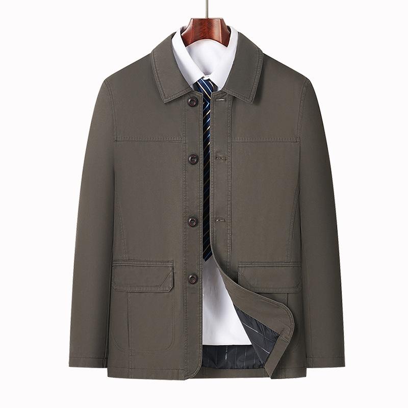 Хлопковая куртка мужская весенне-осенняя куртка с лацканами, повседневная деловая куртка на пуговицах