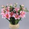 Garden 6 Heads Floral Real Looking Wedding Artificial Flower Faux Lilies Bouquet Branch Fake Plant