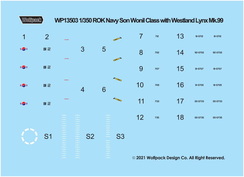 Wolfpack Design 1/350 Южнокорейский флот подводная лодка класса «Сон Вониль» Westland Super Lynx Mk.99 пластиковый набор (WOLWP13503) в предварительно окрашенном цвете