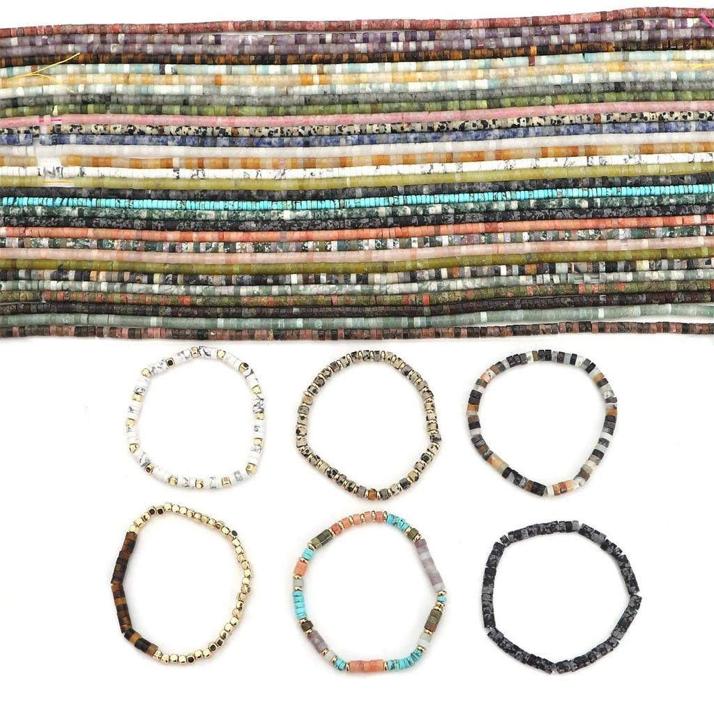 Разноцветные плоские круглые бусины-разделители из натурального камня для изготовления ювелирных изделий