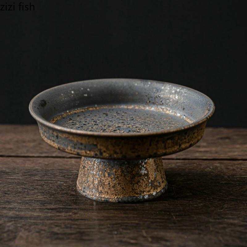 Керамическая тарелка на высоких ножках Поднос для закусок Тарелка для фруктов Поднос для закусок Форма для торта Подставка для торта Тарелки для димсамов Чаша для десерта Сервировочные тарелки