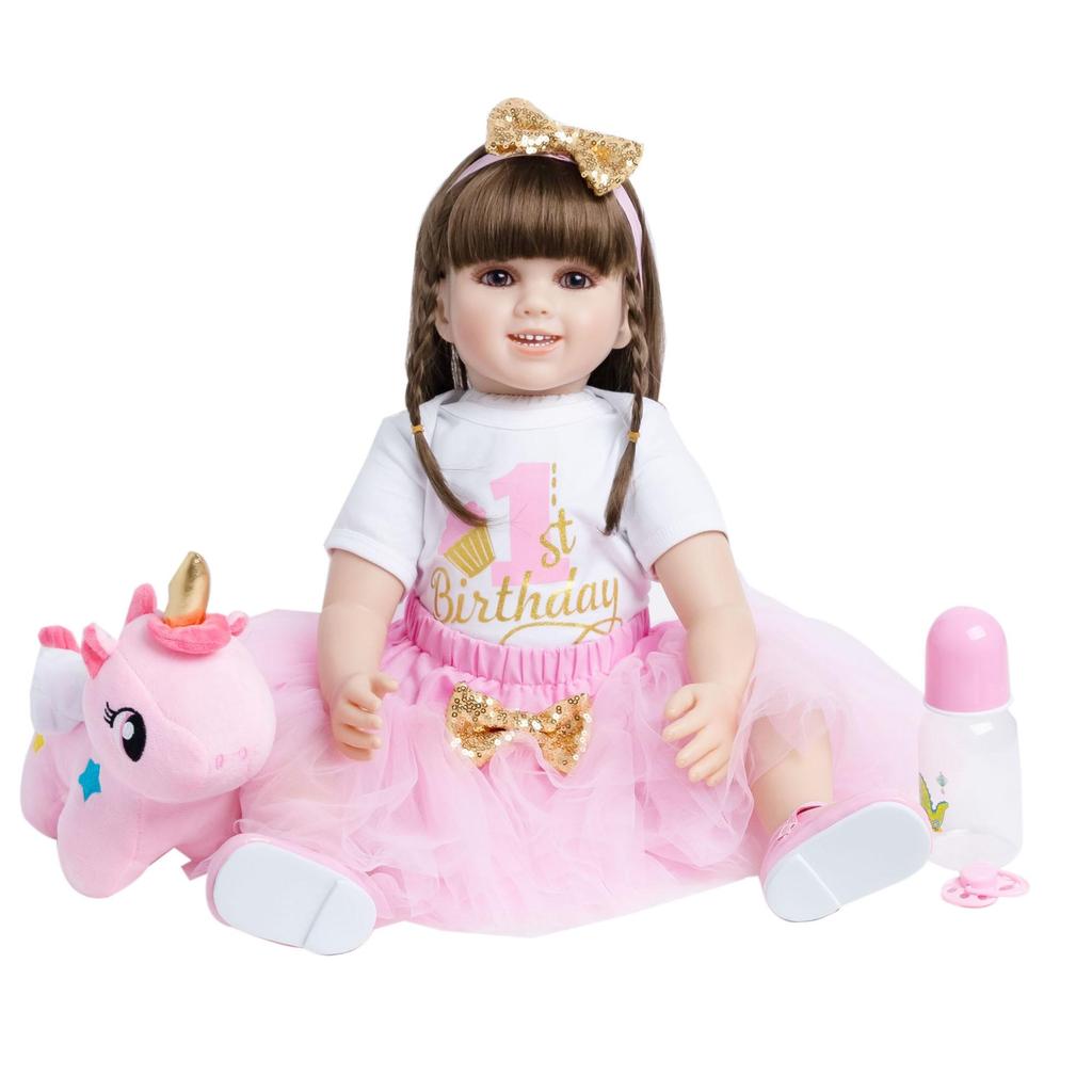 BZDOLL 60 см кукла реборн для малышей, тканевое тело, 24 дюйма, мягкие виниловые конечности, куклы принцессы для девочек, подарок на день рождения, детский игровой домик, игрушка