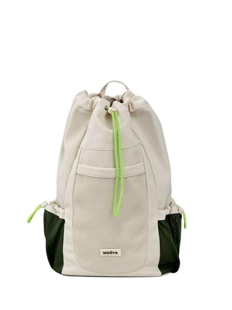 School Bag Korean Version Contrasting Color Drawstring Canvas Bundle Mouth Bag Travel Bag Outdoor Cycling Sports Back Women