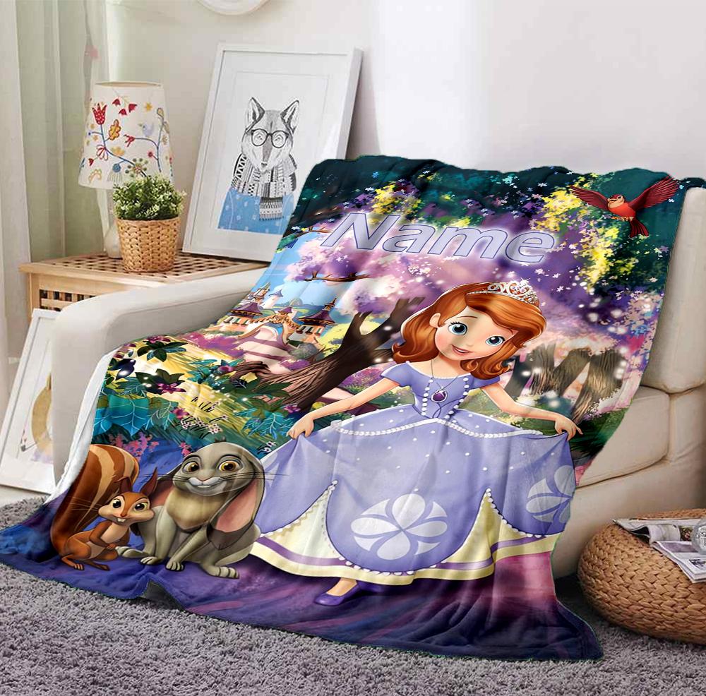 Custom Name Princess Adventure Flannel Blanket Throw Blanket Soft Warm Sofa Bed Decor Unique Gift
