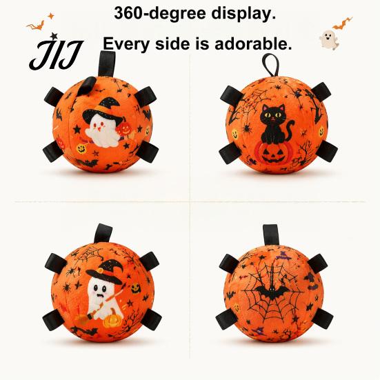 Bite Resistant Pet Ball Squeaky Dog Chew Toy for Halloween, Plush Toy, Teething Interactive Small Medium Large Breeds Dogs